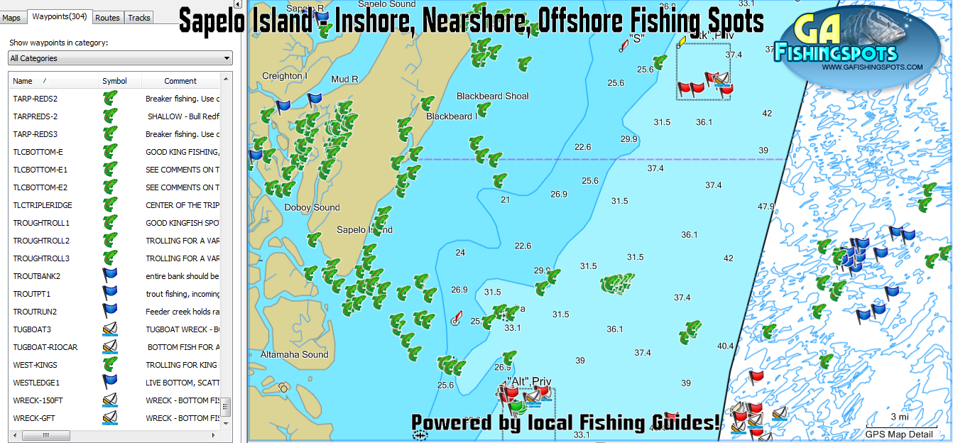 Sapelo Island Fishing Spots and Fishing Map