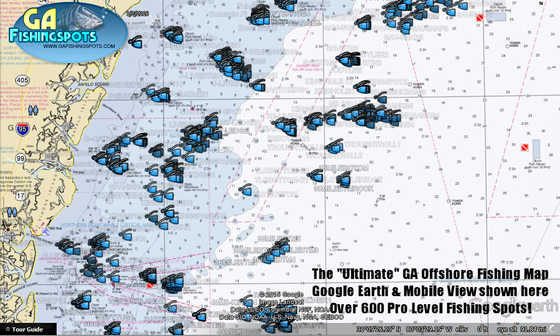 Georgia Fishing Maps, GPS Fishing Spots >> Coastal Georgia