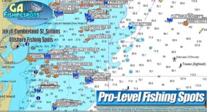 Cumberland Island, Jekyll and St. Simons Island Offshore Fishing Spots Map