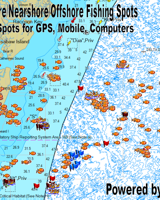 St Catherines Island GPS Fishing Spots Map