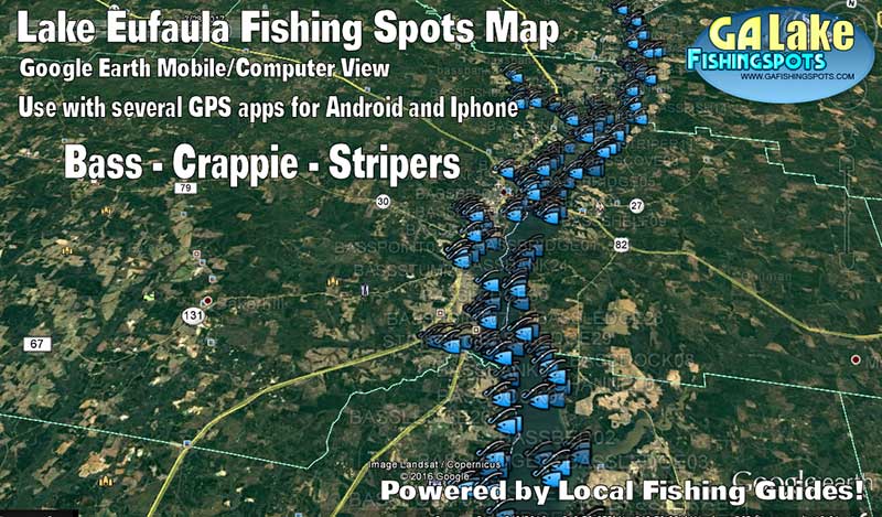 Lake Lanier Brush Pile Map Lake Eufaula Fishing Map And Fishing Spots