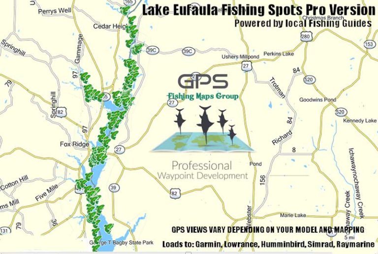 Lake Eufaula Fishing Map and Fishing Spots