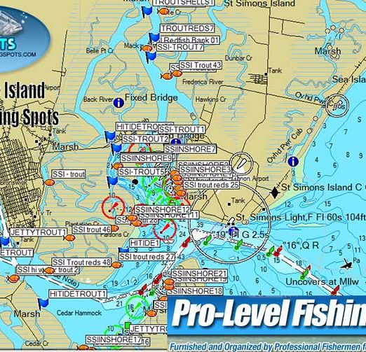 St. Simons Island Georgia Fishing Spots for GPS