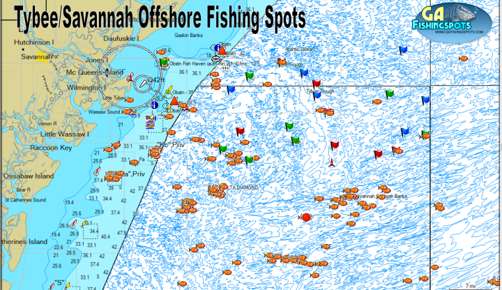 Tybee Savannah Offshore Fishing Spots [includes Savannah Snapper Banks ...