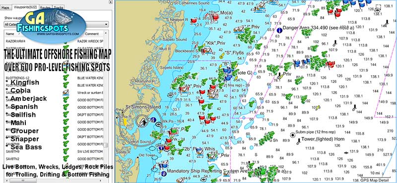 Top Spot N-229 Offshore Brunswick/Savannah Fishing Map