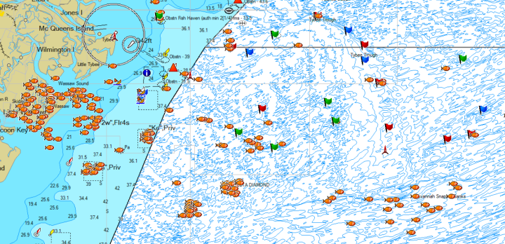 Wassaw Island Georgia | GPS Fishing Spots Bundle [Inshore to 30 miles ...