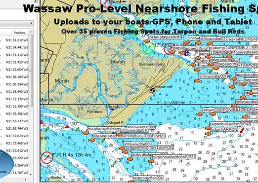 Wassaw Island Georgia Fishing Spots for GPS